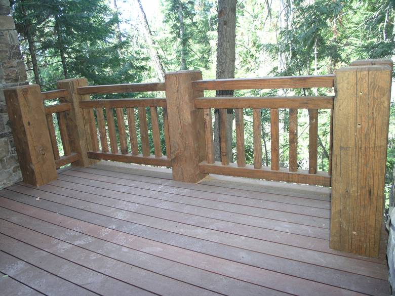 Douglas Fir S4S Timber Deck Railing / All materials were distressed and stained onsite